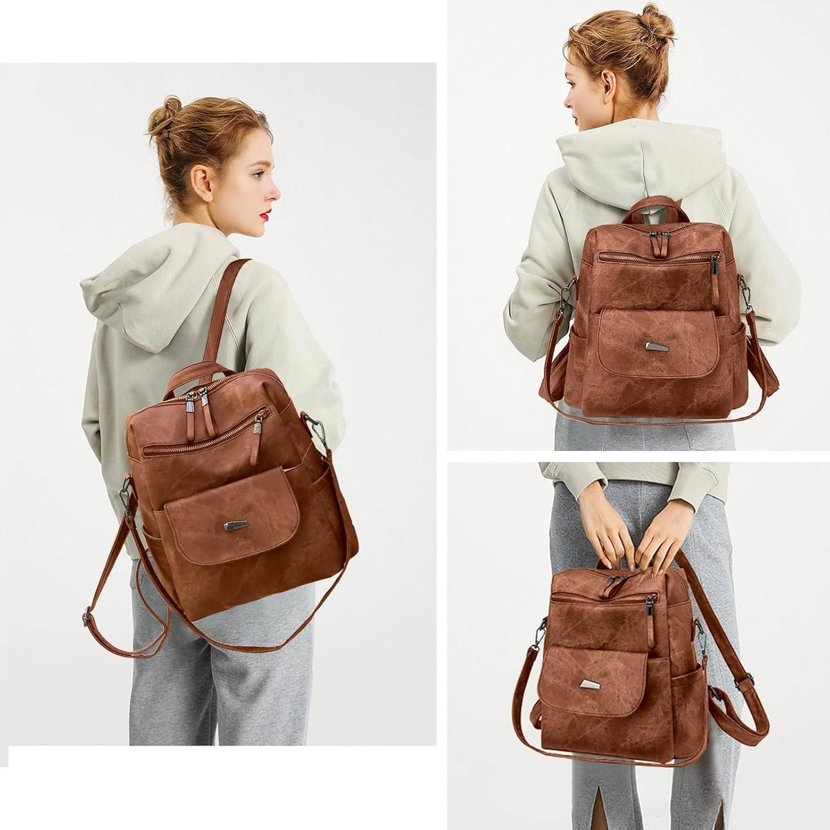 Damen Rucksack Caramel | Wasserdicht, Anti-Diebstahl, Convertible