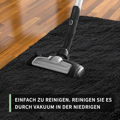 Grauer Hochflor Teppich 240x340 – Waschbar & Rutschfest für Wohnzimmer