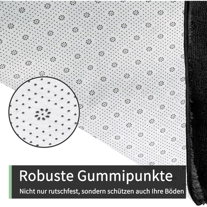 Grauer Hochflor Teppich 240x300 – Waschbar & Rutschfest für Wohnzimmer