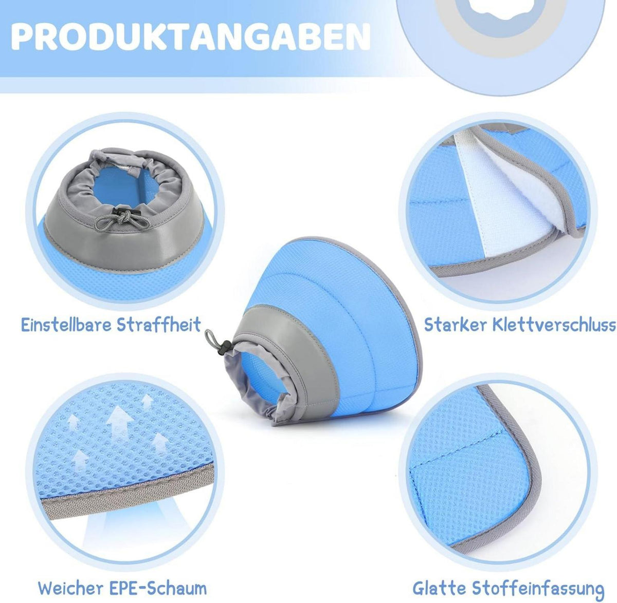 Verstellbare Halskrause Katze Weich Kragen Cone Welpen blau