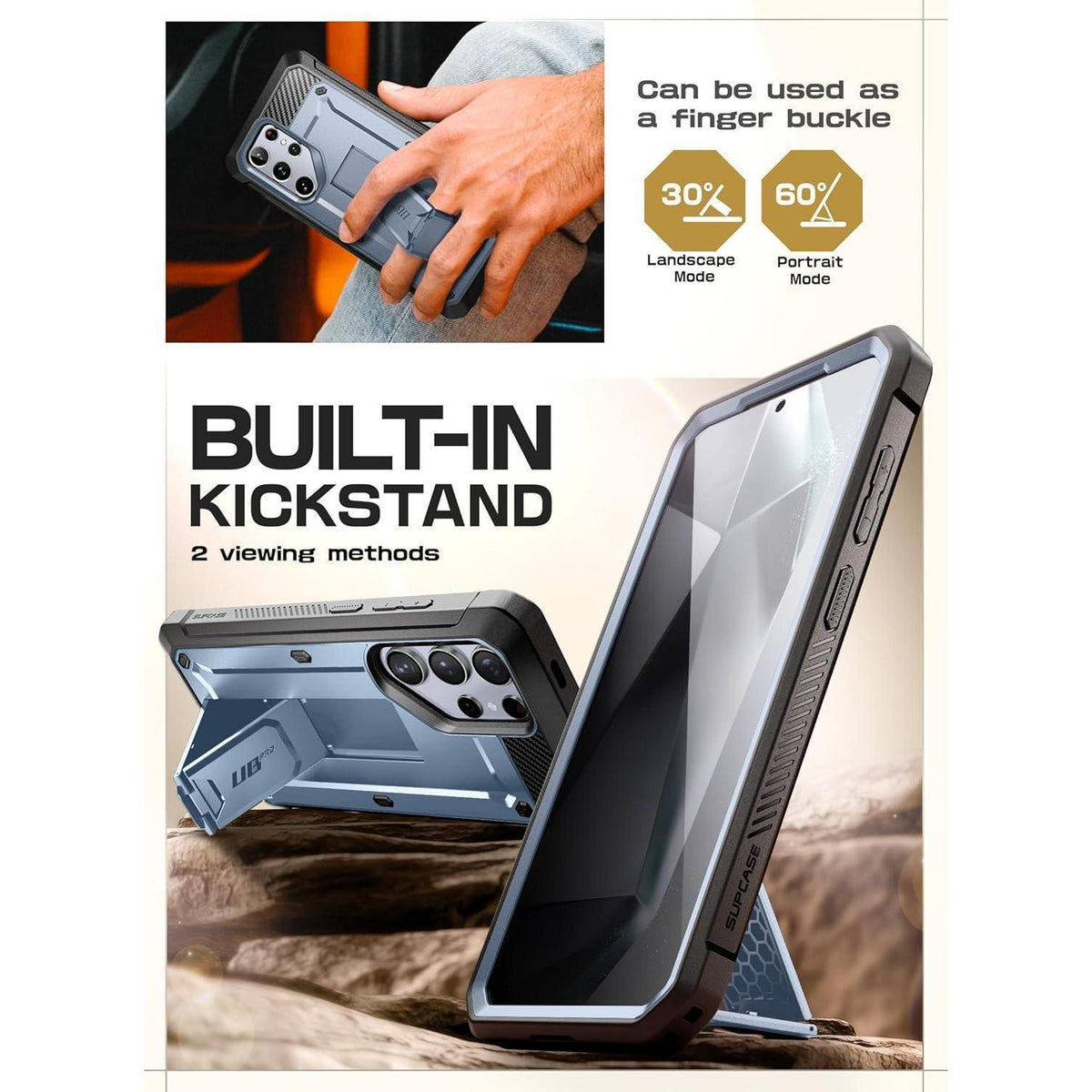 Samsung Galaxy S24 Ultra Hülle mit Gürtelclip und Ständer, Blau