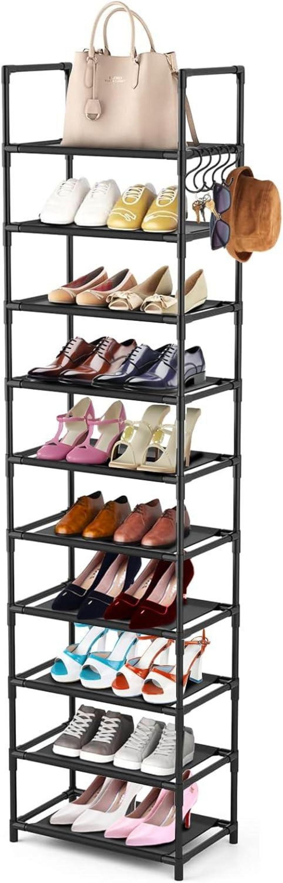 10-Ebenen Schuhregal für 20-25 Paar Schuhe schmal hoch Schwarz