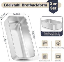 Edelstahl Brotbackform 2er-Set Rechteckig 23,5 x 12,5 x 6,5