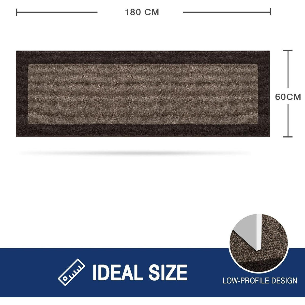 Schmutzfangmatte 60x180 cm – Rutschfest & Waschbar Braun