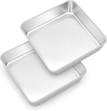 Quadratische Kuchenform Edelstahl Backform 2er Set 20x20x5cm Brownie