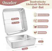 Quadratische Kuchenform Edelstahl Backform 2er Set 20x20x5