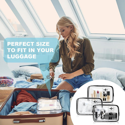 Aucuu Transparente Kulturtasche mit TSA-Zulassung, PVC Reise-Waschtasche, für Familie