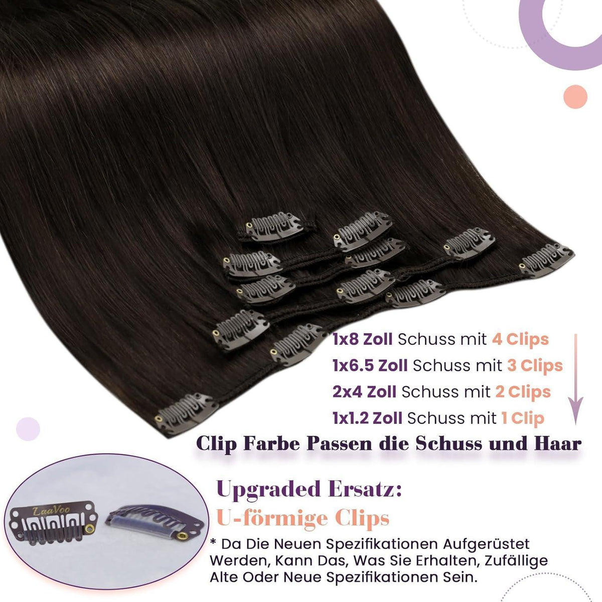 Clip-in Echthaar Extensions Braun Dunkelbraun #2