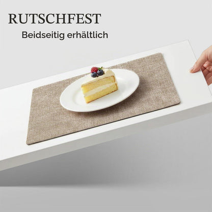 Doppelseitige Tischunterlagen in Lederoptik – Set Grau-Khaki