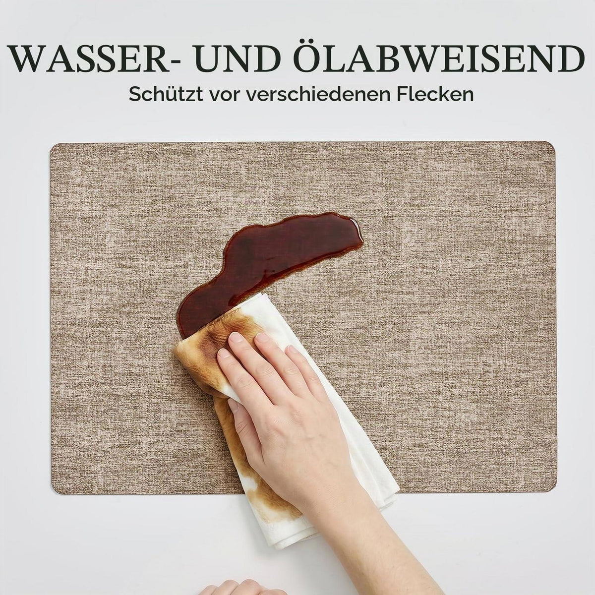 Doppelseitige Tischunterlagen in Lederoptik – Set Grau-Khaki