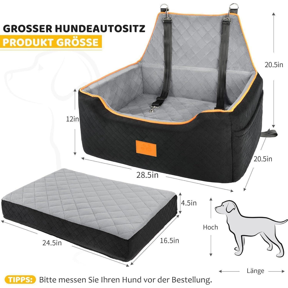 Hunde Autositz Erhöhung für mittelgroße Hunde & Welpen