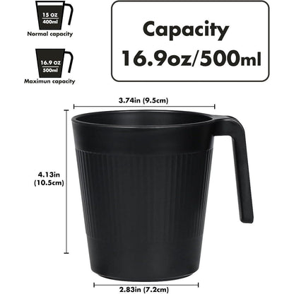 8er Set wiederverwendbare Kaffeetassen 500ml - Schwarz