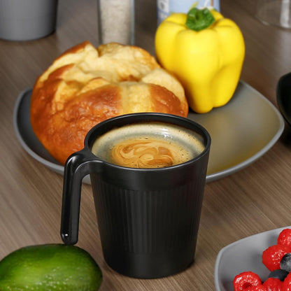 8er Set wiederverwendbare Kaffeetassen 500ml - Schwarz