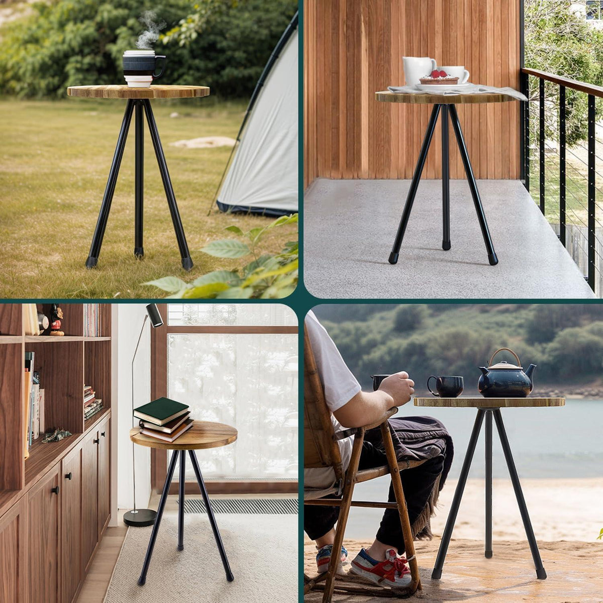 Klappbarer Campingtisch Teakholz Outdoor Picknick Strand Camping