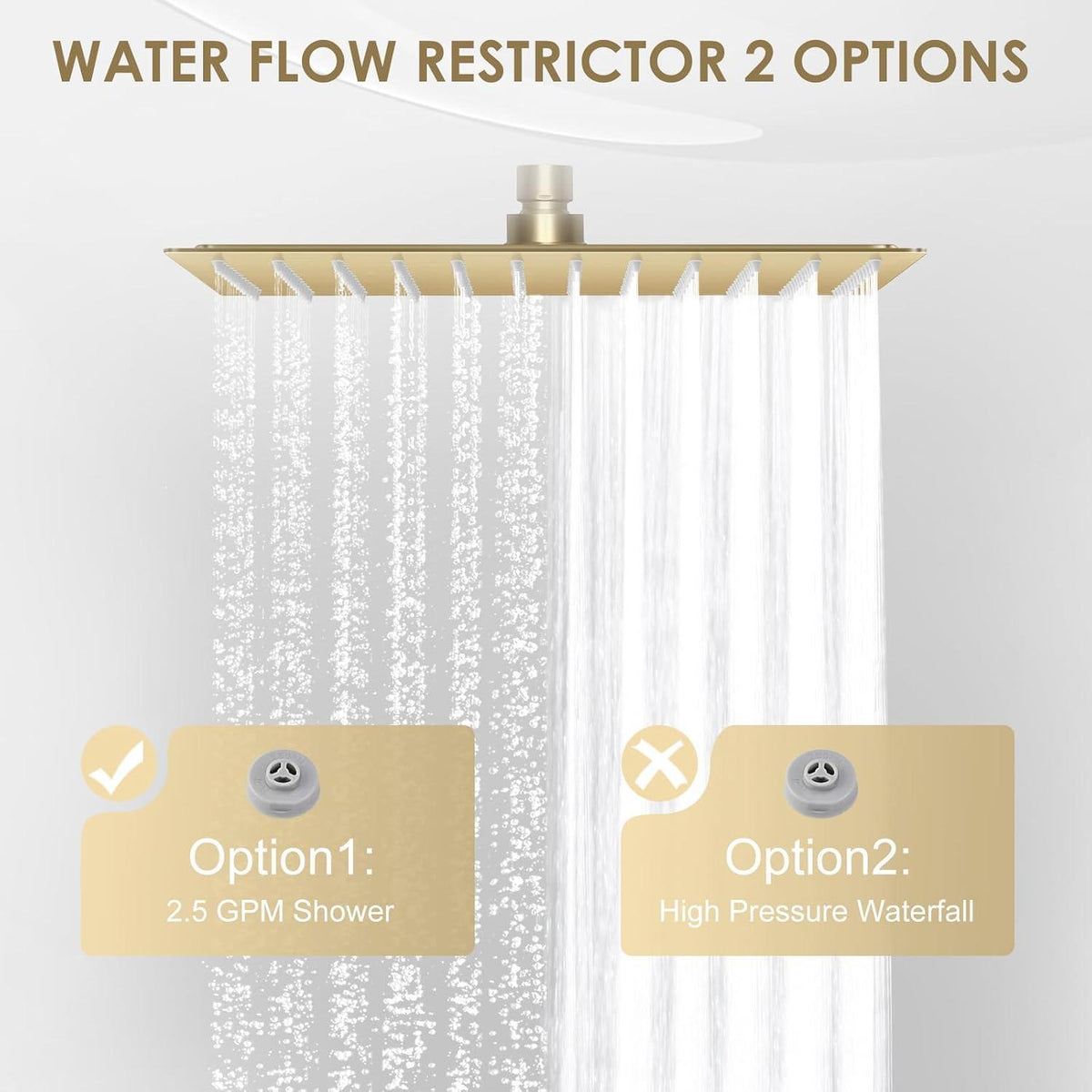30cm Regendusche Gold – Quadratischer Wasserfallduschkopf
