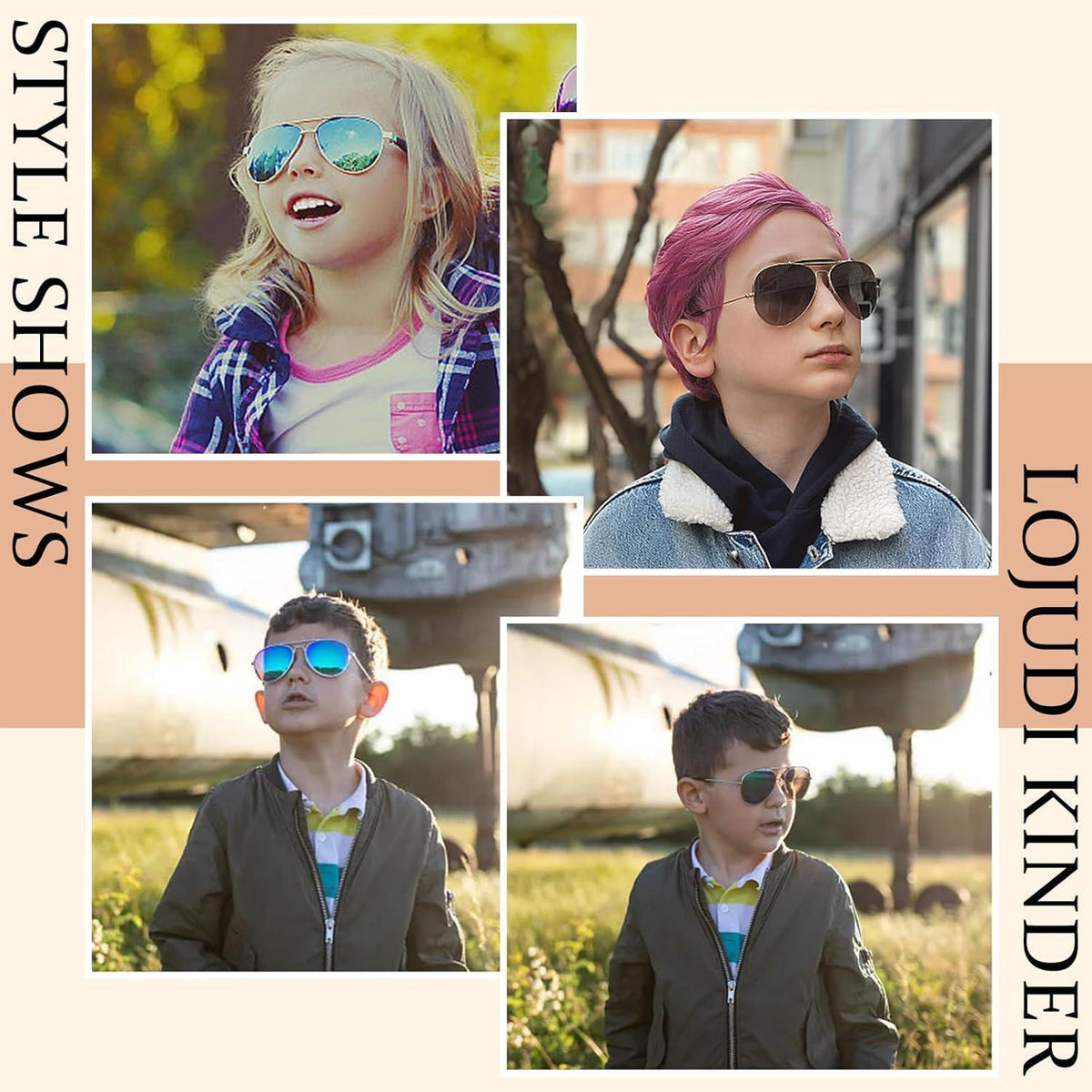 Pilotenbrille Kinder Sonnenbrille Polarisiert Gold/Rosa