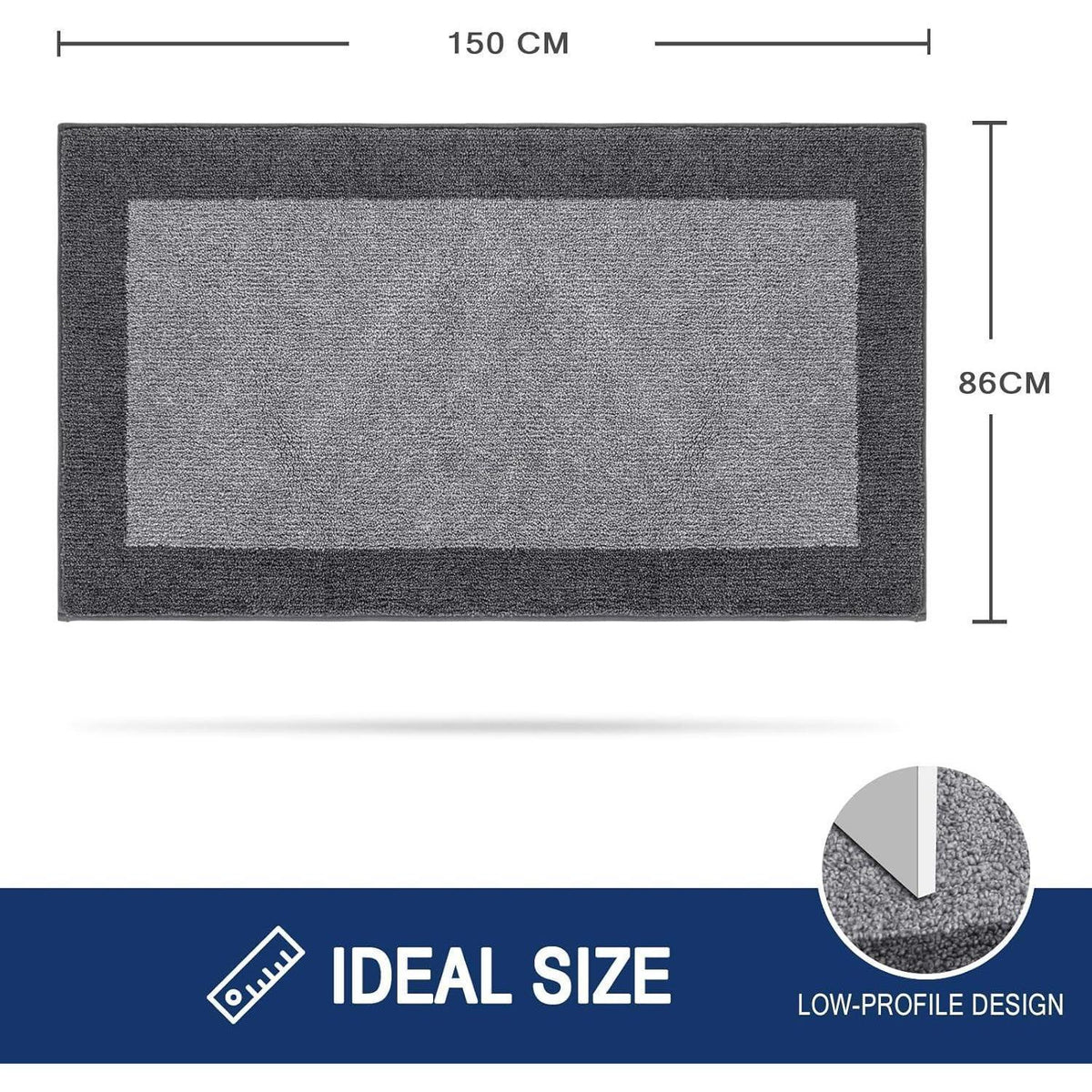 Schmutzfangmatte Grau 86x150 cm – Rutschfest & Waschbar