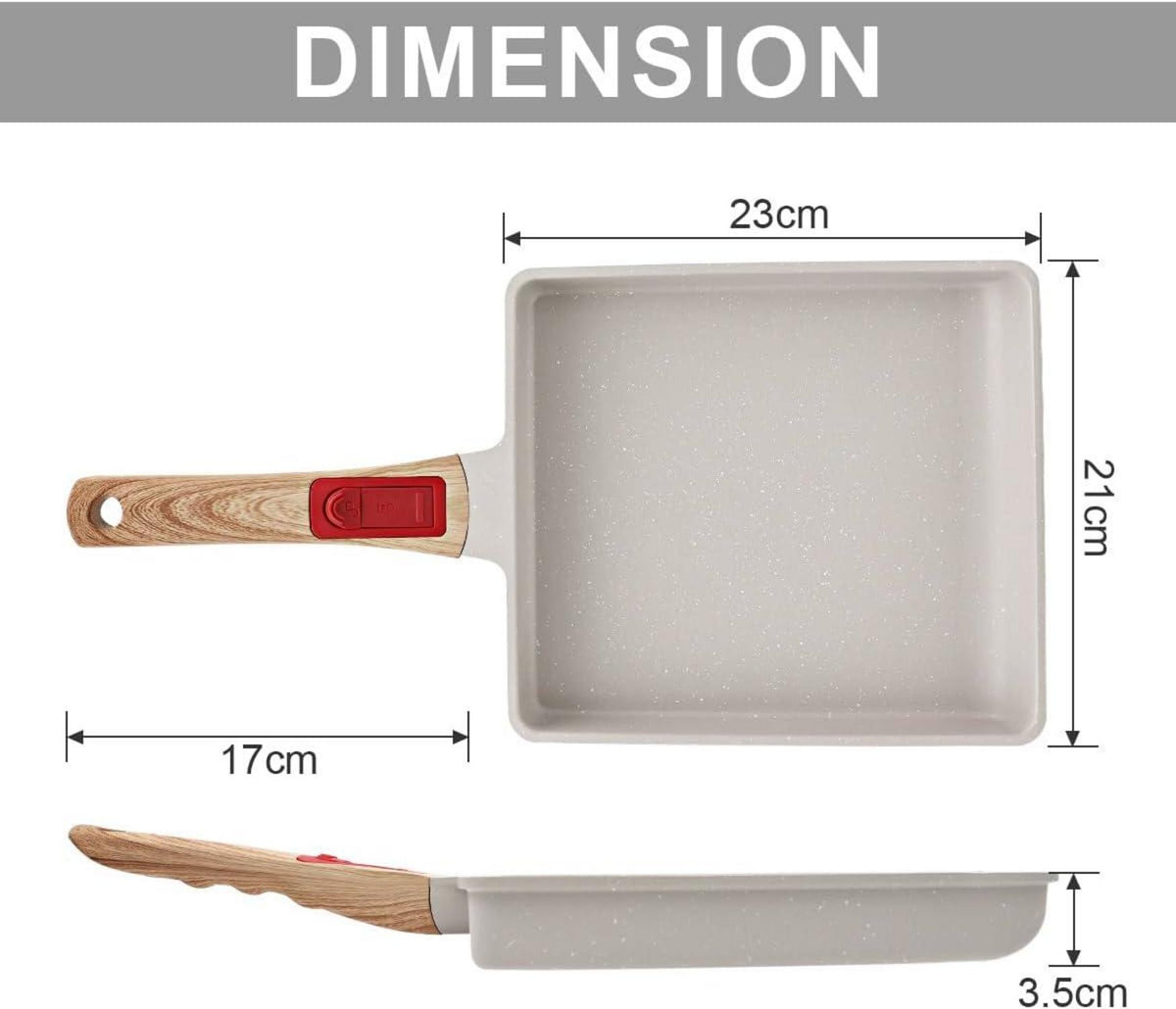 Tamagoyaki Pfanne Abnehmbarer Griff 23x21cm Antihaft Backofenfest