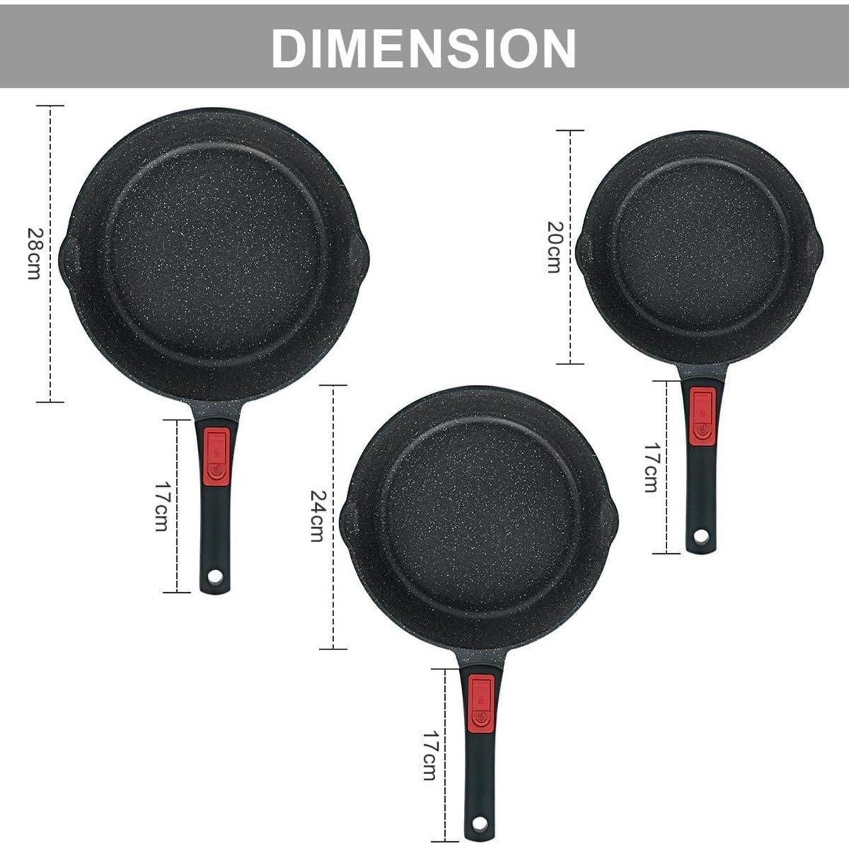 5-teiliges Pfannenset mit abnehmbarem Griff, Antihaft, Induktion, Ofenfest
