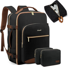Handgepäck Rucksack 40L Damen Reiserucksack Schwarz+Wasserdicht 17