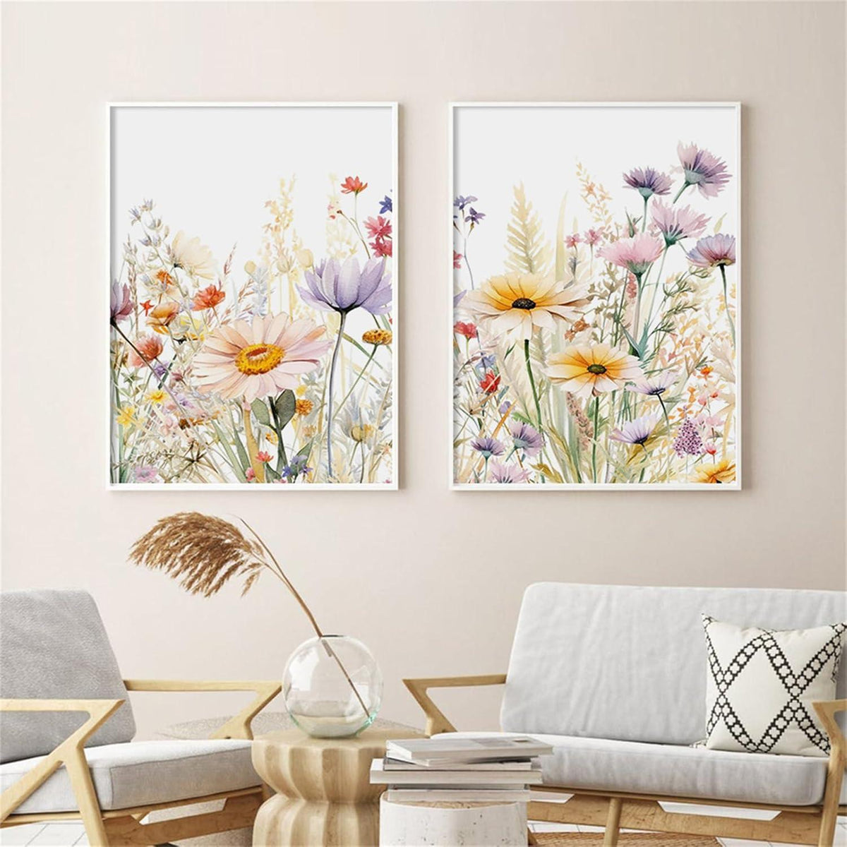 Blumen Poster Gänseblümchen 3er Set Wandbilder Leinwand Kunstdrucke