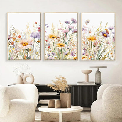3er Set Gänseblümchen Poster 50x70cm Leinwand Kunstdruck