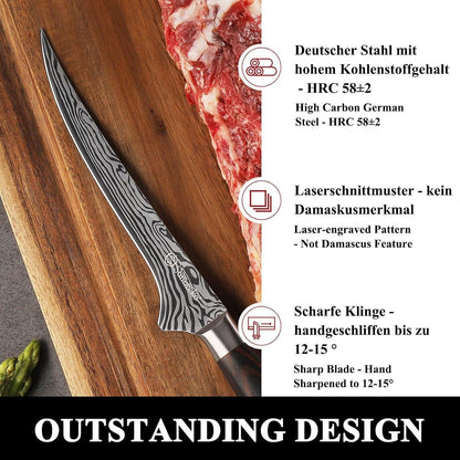 Filetiermesser 15cm Edelstahl | Ausbeinmesser für Fisch & Fleisch