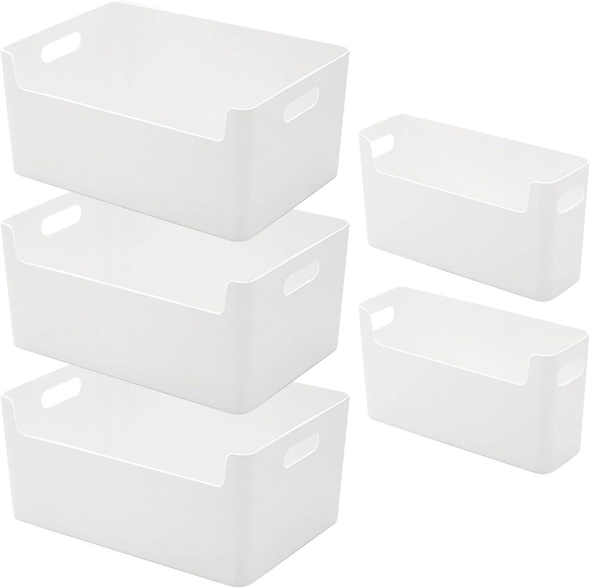 Aufbewahrungsboxen 5er Set Kunststoff 25 cm weiß Niedrigeren