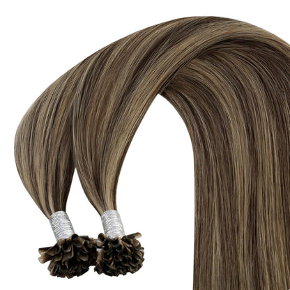 Echthaar Bondings Braun Blond 50cm – Haarverlängerung U-Tip