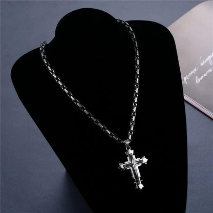 Herren Kreuz Kette Edelstahl Byzantinisch 56/61/71cm