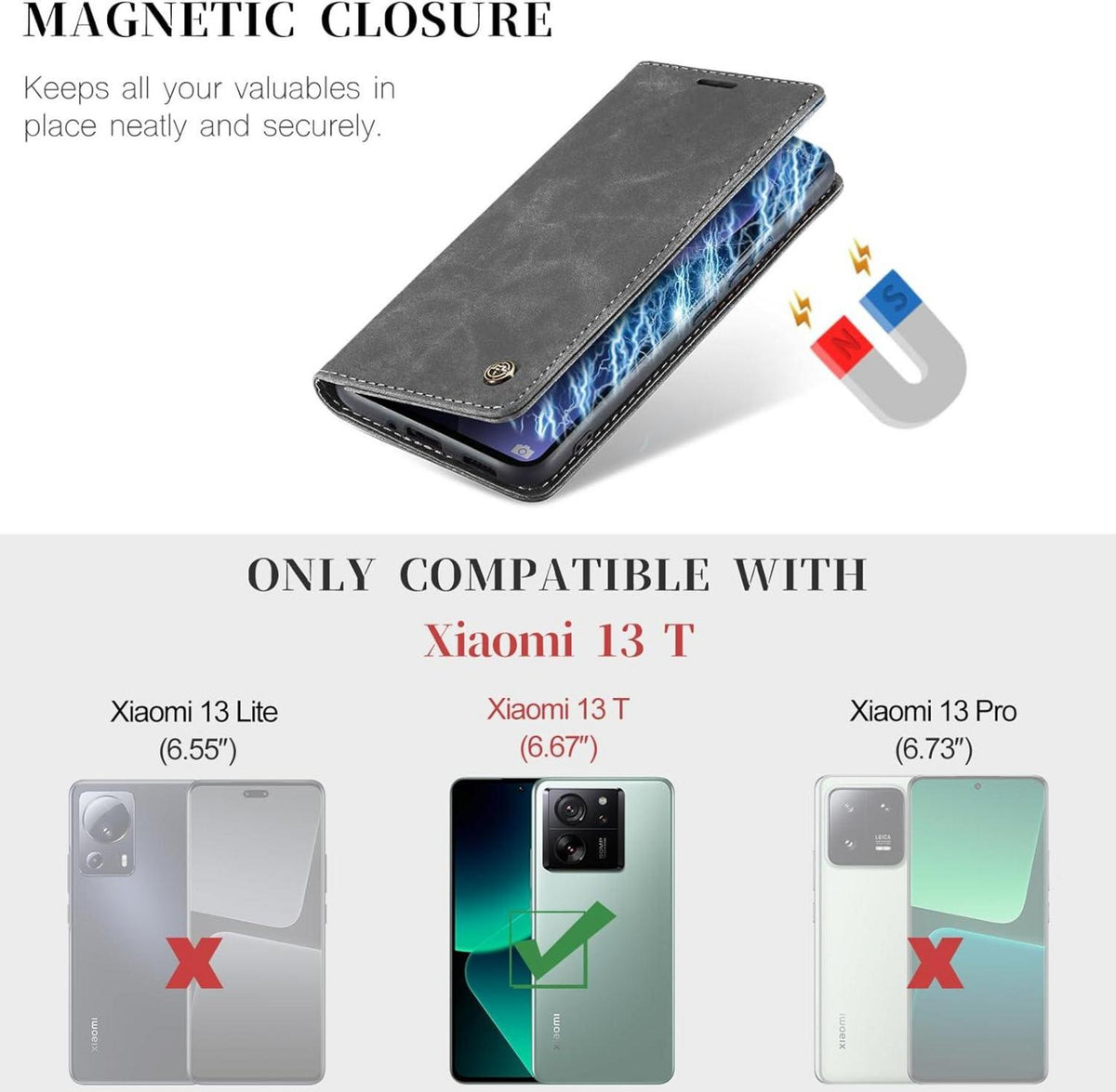 Handyhülle Xiaomi 13T/13T Pro Premium Leder Magnet Tasche