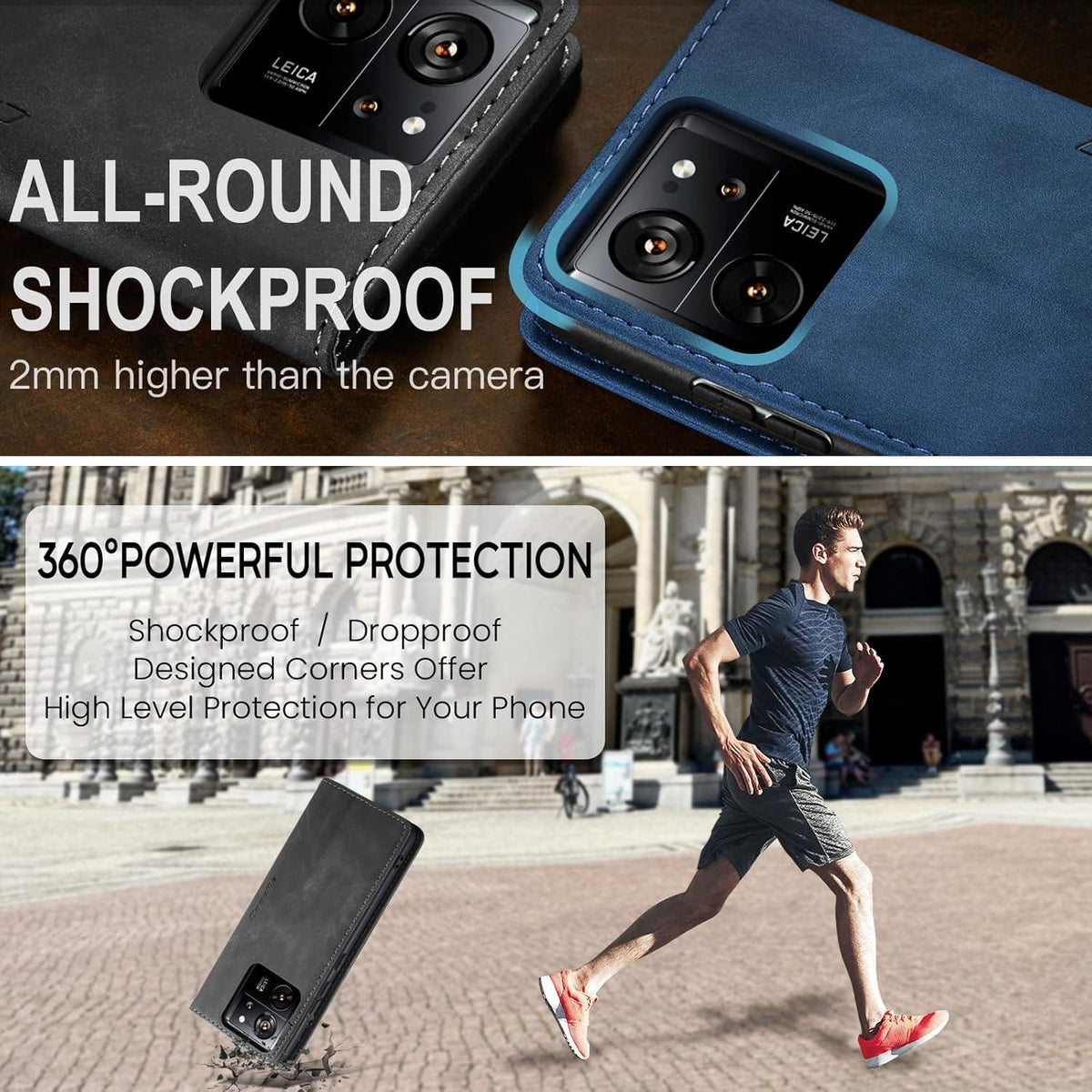 Handyhülle für Xiaomi 13T/13T Pro Premium Leder Flip Case Grau