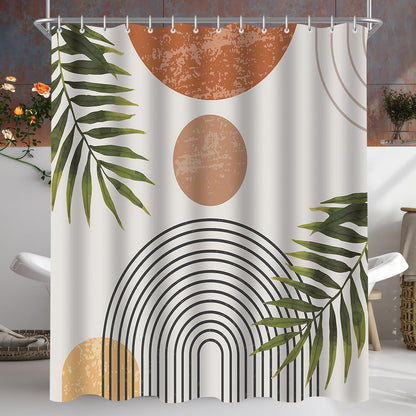 Duschvorhang Blätter Linie 180x200cm Antischimmel Wasserabweisend