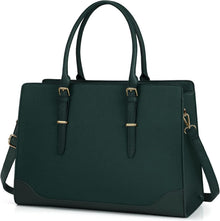 Handtasche Damen Große Shopper Dunkelgrün Laptoptasche PU Leder 15.6