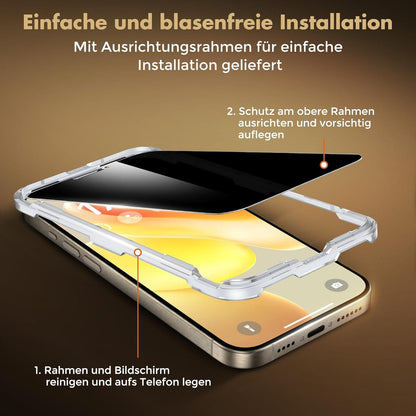 Panzer Sichtschutz Glas für iPhone 15 Pro Max 6,7 Zoll - 2 Stück