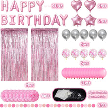 Rosa Geburtstagsdeko Happy Birthday Party Set 54-teilig