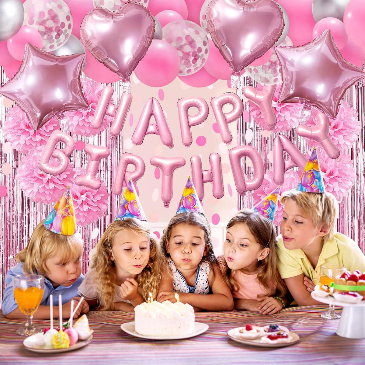 Rosa Happy Birthday Party Dekoration Set Mädchen Frauen
