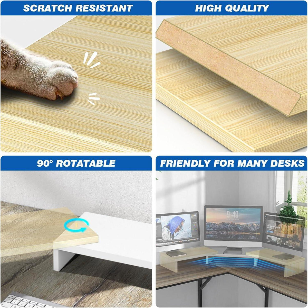 Monitorständer Monitor Stand Bildschirmerhöhung Holz Dual Unterbau für