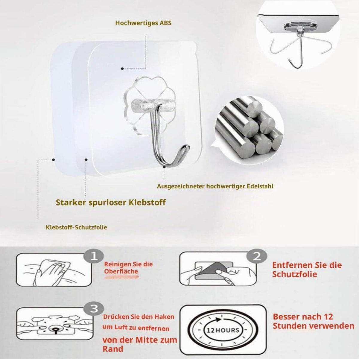 Selbstklebende Haken 25er-Pack – 10 kg Traglast