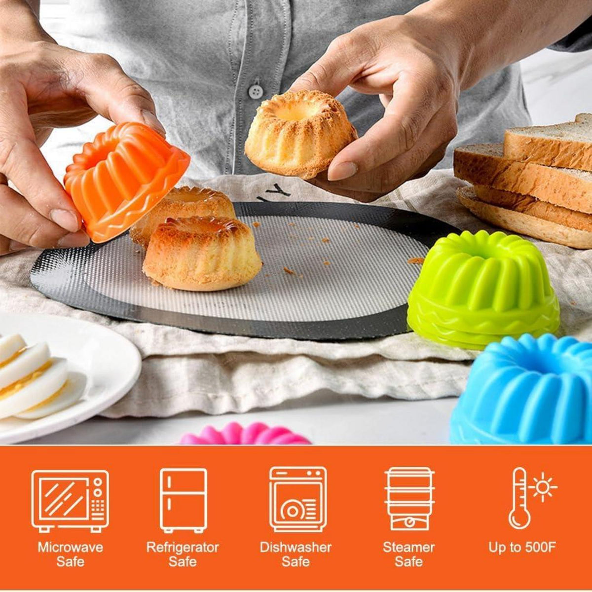 24er Mini Silikon Gugelhupf Backform Set Kuchen Dessert Gelee BPA-frei