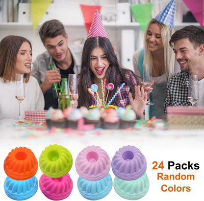 24er Mini Gugelhupfform Silikon Set BPA-frei Backform Kuchen Dessert