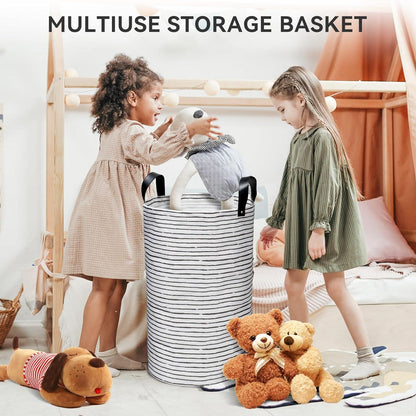 2er Set 60L Faltbare Wäschekorb PU-Ledergriffe wasserdicht Schwarz