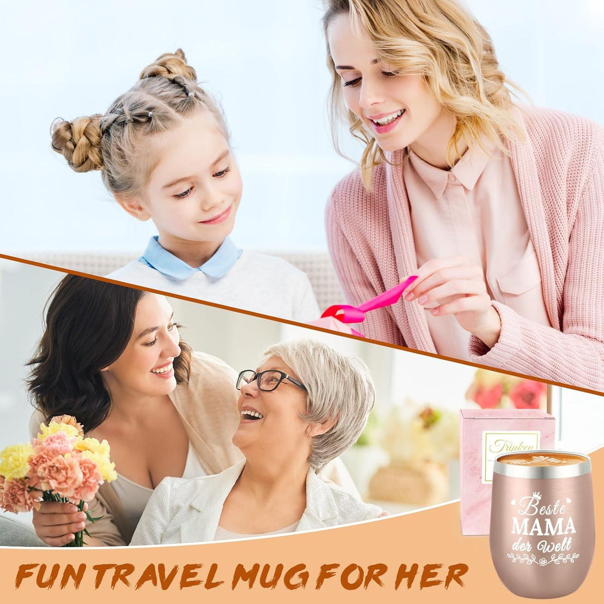 Miofula 12oz Thermobecher Travel Mug Edelstahl Mama Geschenke