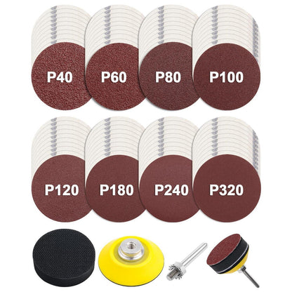 Schleifpapier Set 50mm Klett 80 Stück Körnung P40-320 mit Adapter