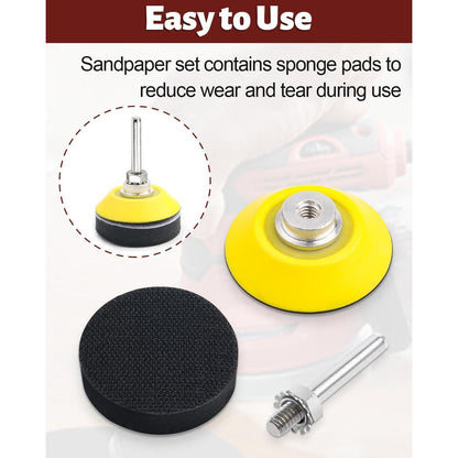Schleifpapier Set 50mm Klett 80 Stück Körnung P40-320 mit Adapter
