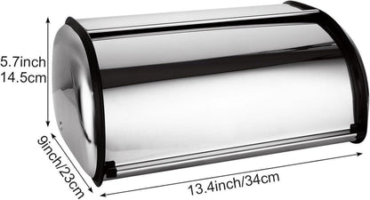 Brotkasten Silber Roll-Top Edelstahl 34x23x14.5cm