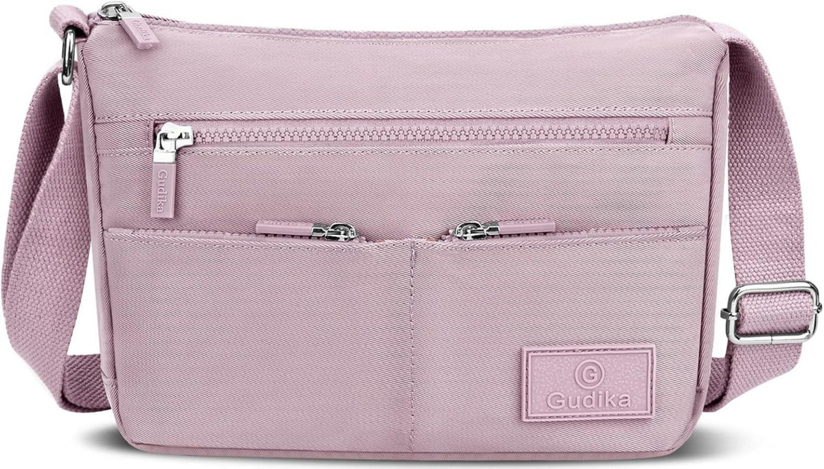 Umhängetasche Damen Mittelgroß Wasserdichte Nylon Crossbody Bag Lila
