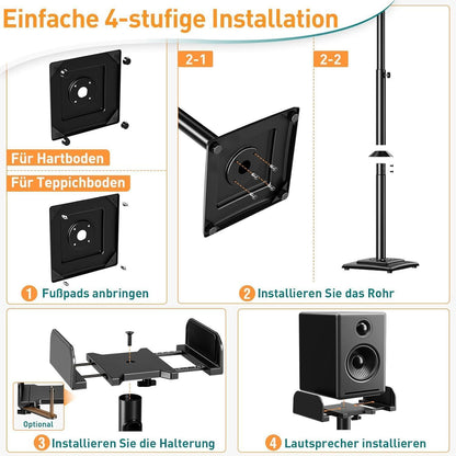 Höhenverstellbarer Lautsprecherständer mit Kabelkanal, 1