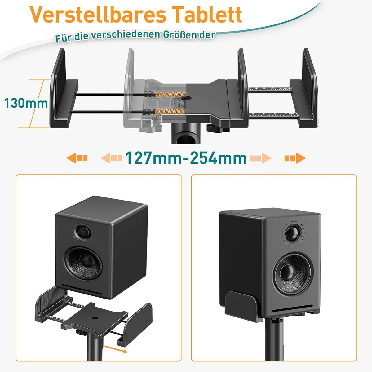 Höhenverstellbarer Lautsprecherständer mit Kabelkanal, 1
