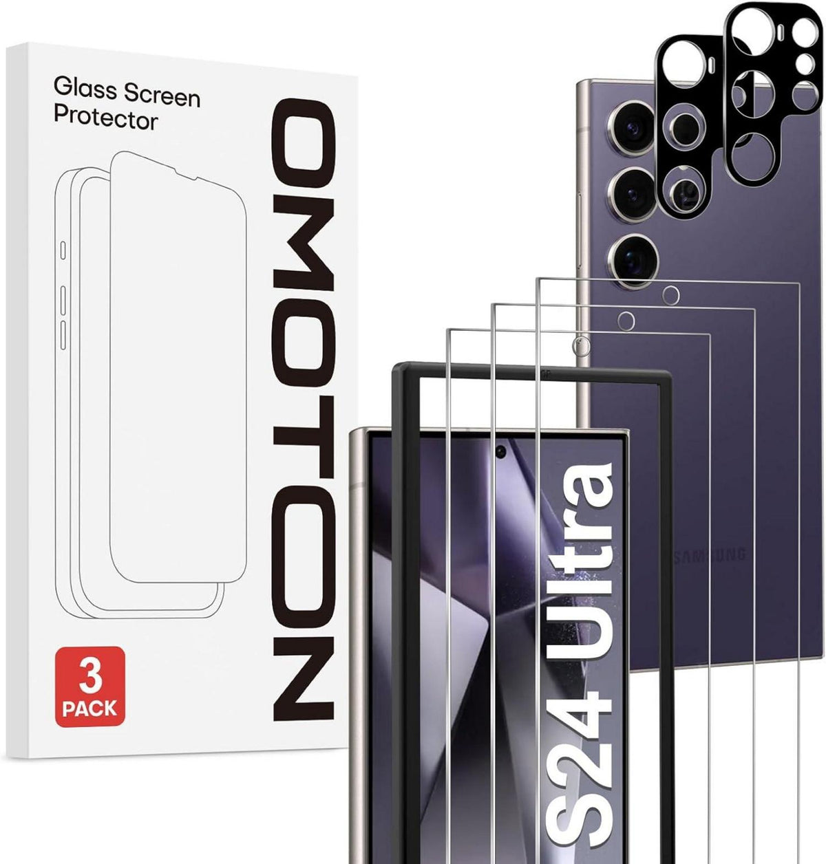 Panzer Schutz Glas für Samsung Galaxy S24 Ultra, 3+2 Stück